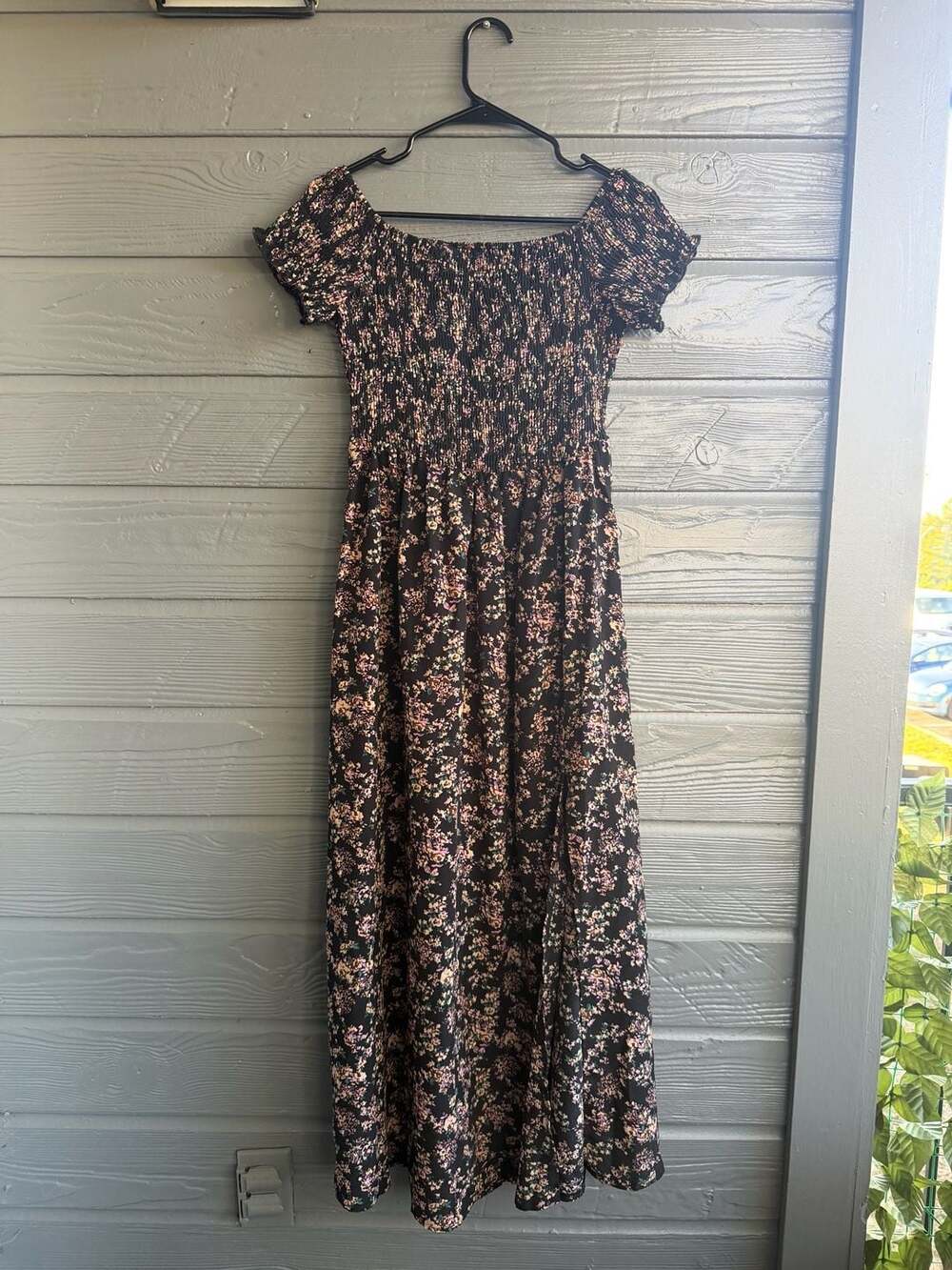 SHEIN Floral Off Shoulder Maxi Dress Size M Black Polyester